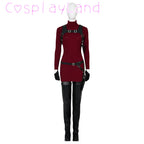 Female Ada Wong Cosplay Costume Clothing Resident 4 Remake Ada Red Women Dress Role Playing Halloween Game Set with Shoes