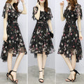 Women floral Chiffon Flower Dress 2026 trends new in Ladies Elegant V Neck short Sleeve korean style Summer Dress Female Clothes
