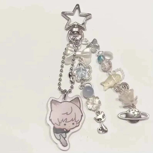 Game Love And Deepspace Rafayel Xavier Zayne Cosplay Key Chain Acrylic Keychains Backpack Pendant Key Ring Accessories