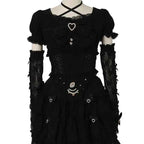 Japanese Sweet Heavy Industry Splicing Sleeve Strap Lace Bow Lace Shirt Summer Autumn New Elastic Slim Long-sleeve Tshirt Top