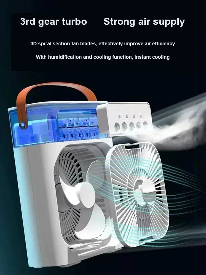 New 3 In 1 Fan AIr Conditioner Household Mini Air Cooler LED Night Light Portable Humidifier Air Adjustment Fan Office Home Fan SS69