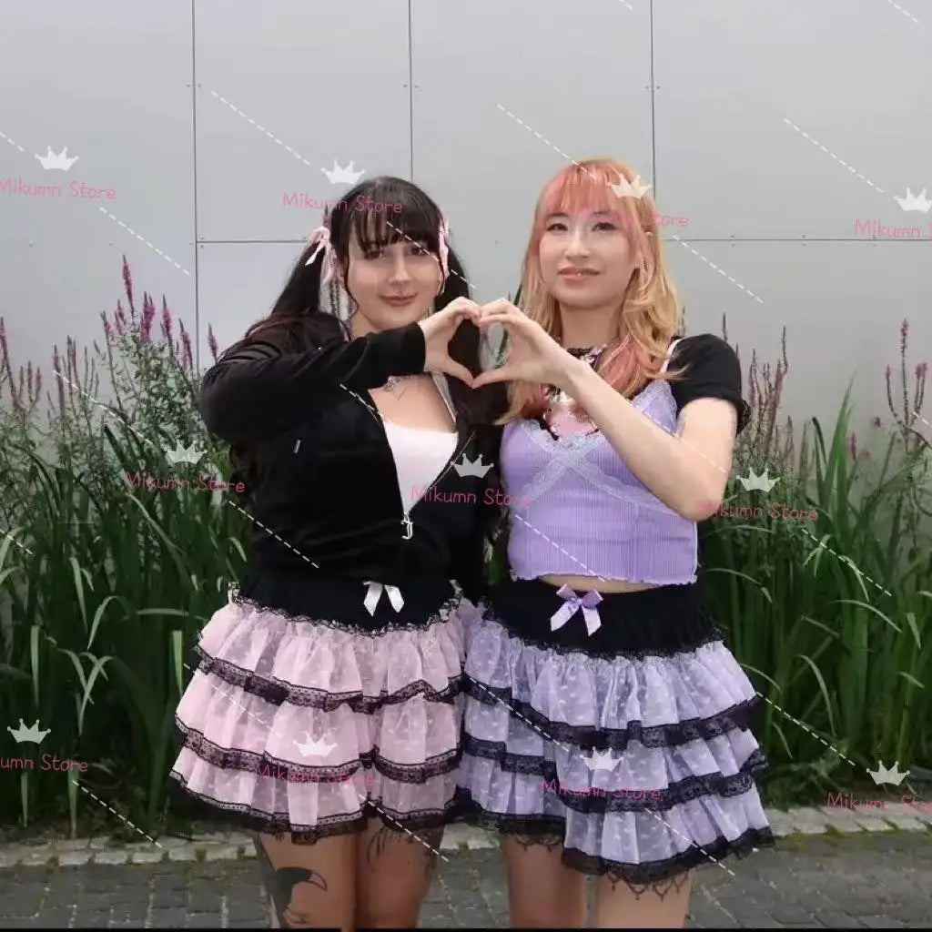 Mikumn Harajuku Sweet Lace Shorts Skirts Y2k Japanese Lolita Kawaii JK Ruffles Bloomers Women Elastic Waist Safety Short Pants SS69