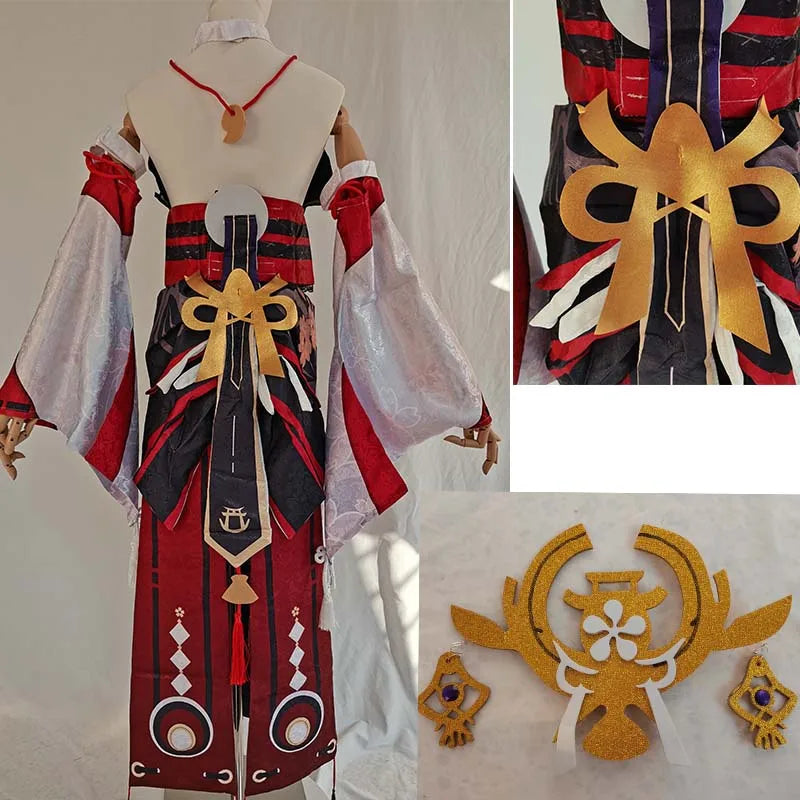 Genshin Impact Yae Miko Cosplay Costume with Wig, Ears, and Tail