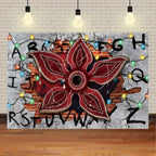American TV Stranger Theme Background Lights Alphabet Episode Series Vinyl Banner Party Decoration Supplies Photo Prop Baby Gift