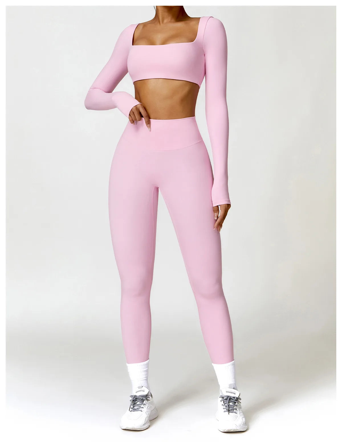 2PCS Yoga Suit Sports Set Women Quick-Drying Gym Set Women Tracksuit Running Workout Long Sleeve Sports Shirt Yoga Clothing SS69