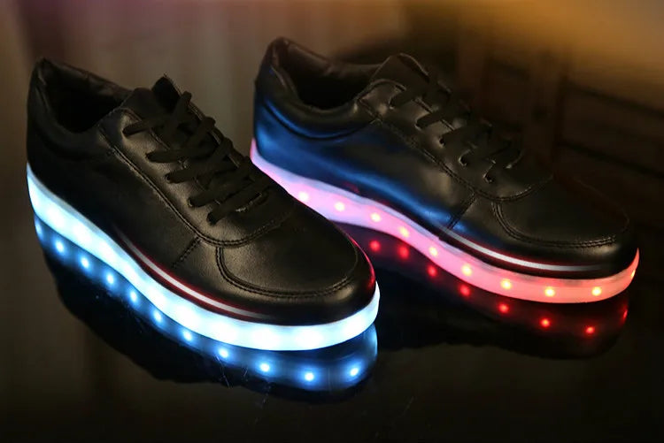 Comemore 2022 Adult Unisex Womens Mens Kid Luminous Sneakers Glowing USB Charge Boys LED Colorful Light-up Shoes Girls Footwear SS69