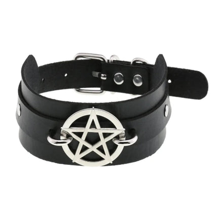 1Pc Harajuku Gothic Spike Rivet Star Necklaces Collares Hip Hop Rock Black Bowknot PU Lace Leather Sexy Y2K Girl Choker Jewelry SS69 9.69 W4711