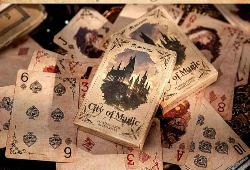 2 boxes/set Creative Retro Playing Cards Retro Castle Girl Blue Core Paper Material Strong and Durable Casual Game Tools