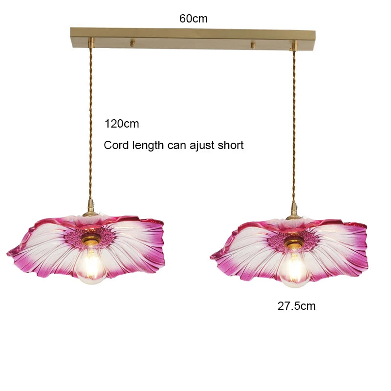 Vintage Pendant Lights Flower Glass Hanging Lamps Home Decoration Lighting Living Room Bedroom Bedside Light Fixture Indoor Shop