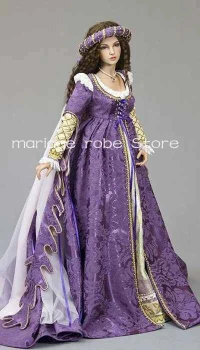 Purple Lavender Medieval Renaissance Prom Dresses customsized Long Sleeve Applique Lace-up Fairytale Evening Gown Outfit Costume