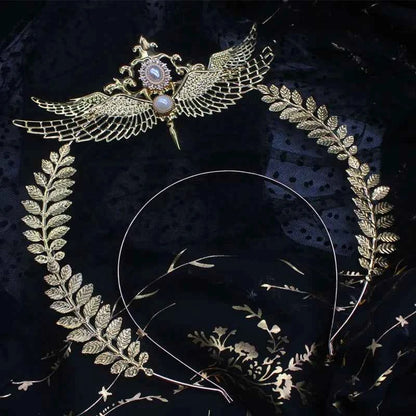 Angel Virgin Mary Baroque Gold Halo Goddess Headpiece Lolita Vintage KC Headband Tiara Headwear Accessories