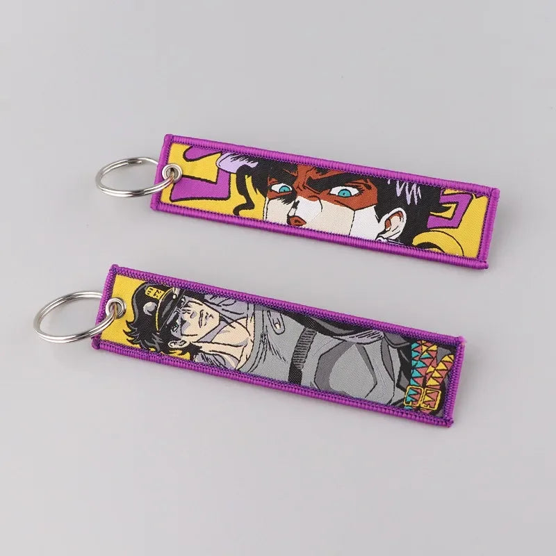 Sword Wind Legend Anime JOJO Wonderful Adventure Weaving Mark Keychain Sword Wind Legend Decorative Chain Fabric Key Pendant
