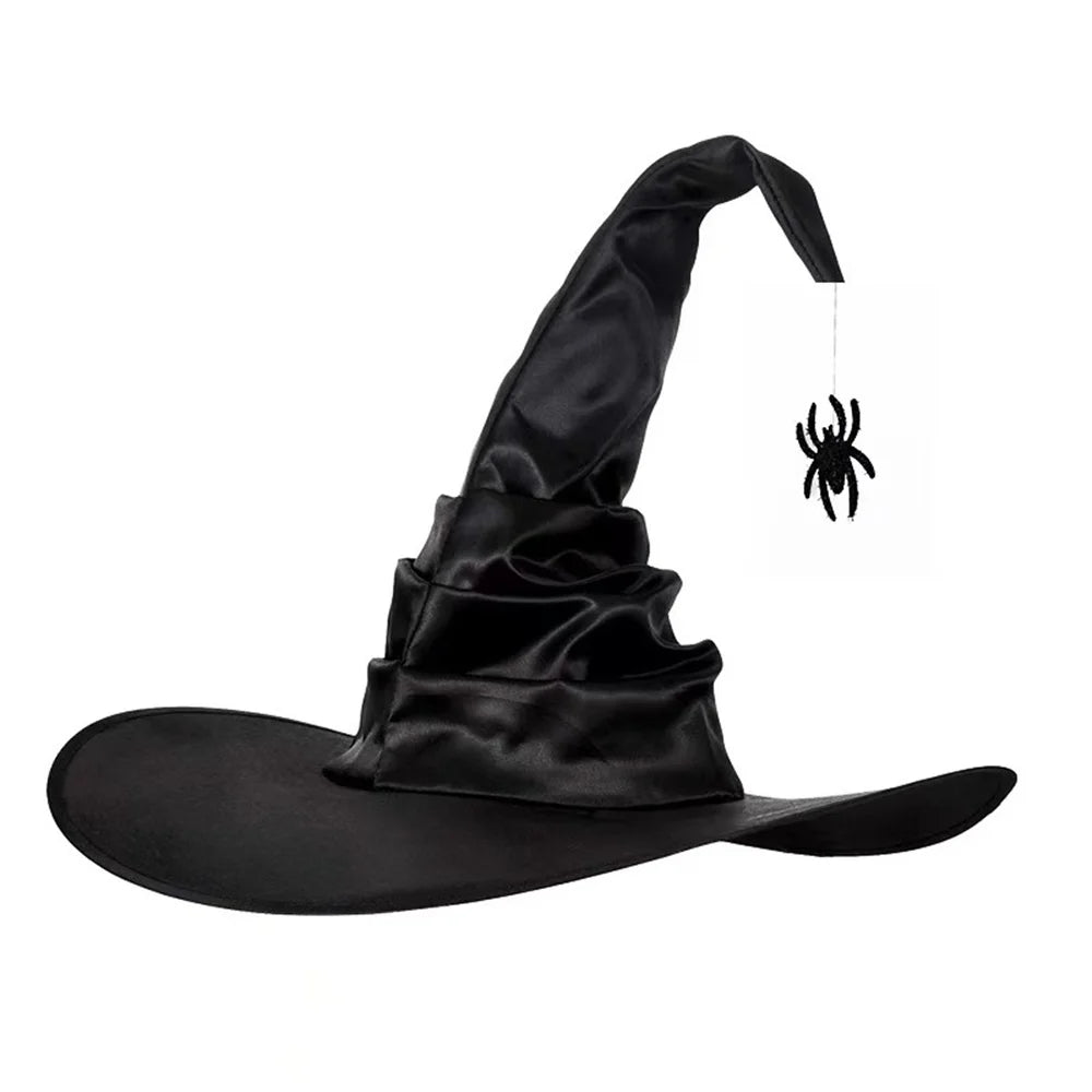 Halloween Folds Witch Wizard Black Hat Party Cosplay Costume Headgear Devil Cap Props Women Costume Accessory for Cosplay Party