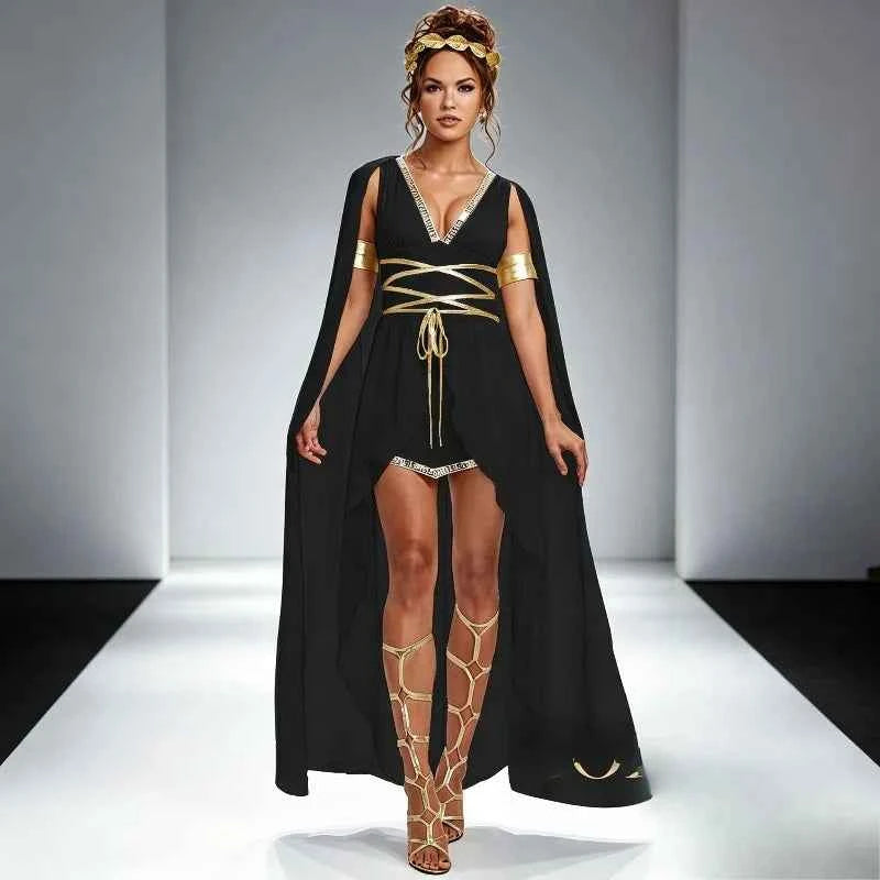 Greek Roman Goddess Dress Flowing White Toga Robe Halloween Cosplay Costume for Stage Performance and Party