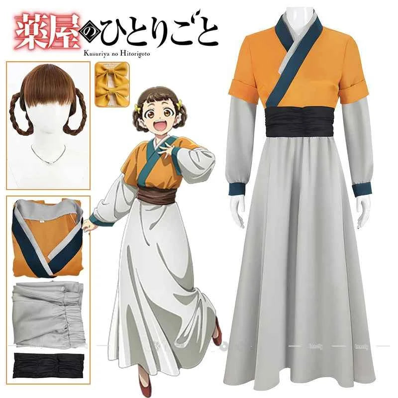 Anime The Apothecary Diaries Xiaolan Cosplay Costume Wig Hanfu Dress Coat Belt Hairpins Props Women Girls Kusuriya no Hitorigoto