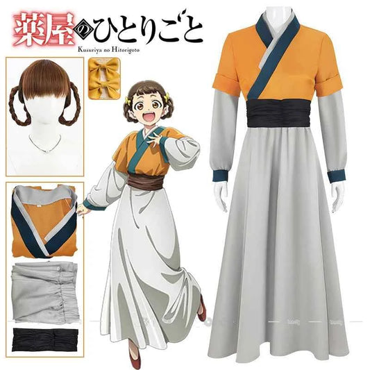 Anime The Apothecary Diaries Xiaolan Cosplay Costume Wig Hanfu Dress Coat Belt Hairpins Props Women Girls Kusuriya no Hitorigoto