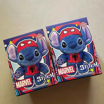 Hottoys Cosbaby Stitch Marvel Blind Box - Captain America & Spider-Man Crossver Anime Figure Christmas Surprise Gift Collection