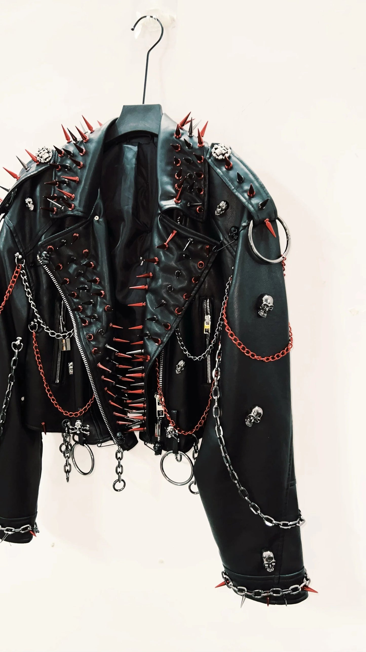 vintage Leather jacket Gothic Leather jacket Punk Leather jacketoversizeLeather jacket Rivet Leather jacket skull Leather jacket SS69