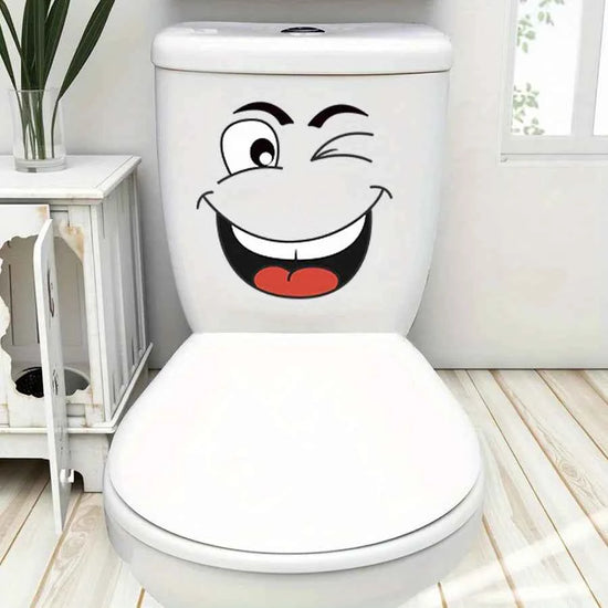4 sheets/Set Cartoon Face Stickers,Self-Adhesive, Plastic Surface Compatible,Home Decoration Suitable for Trash Can, oilet Decor
