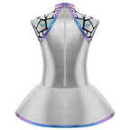 Girls Shiny Alien Outerspace Halloween Cosplay Costume Sleeveless Mock Zip Neck Tutu Dance Dress for Future World Party