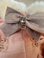 Japanese Sweet Cute Bow Pink Woolen Coat Winter New Versatile Lolita Girls Lace Love Warm Long Overcoat Liz Coat Women Clothes
