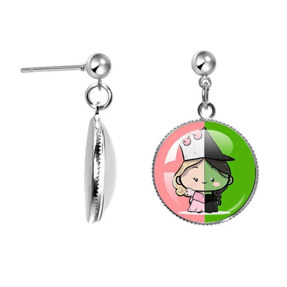 The Movie Wicked Elphaba&Linda Cosplay 20MM Glass Cabochon Earrings Jewelry Accessories Earring Jewelry Gift for Couple