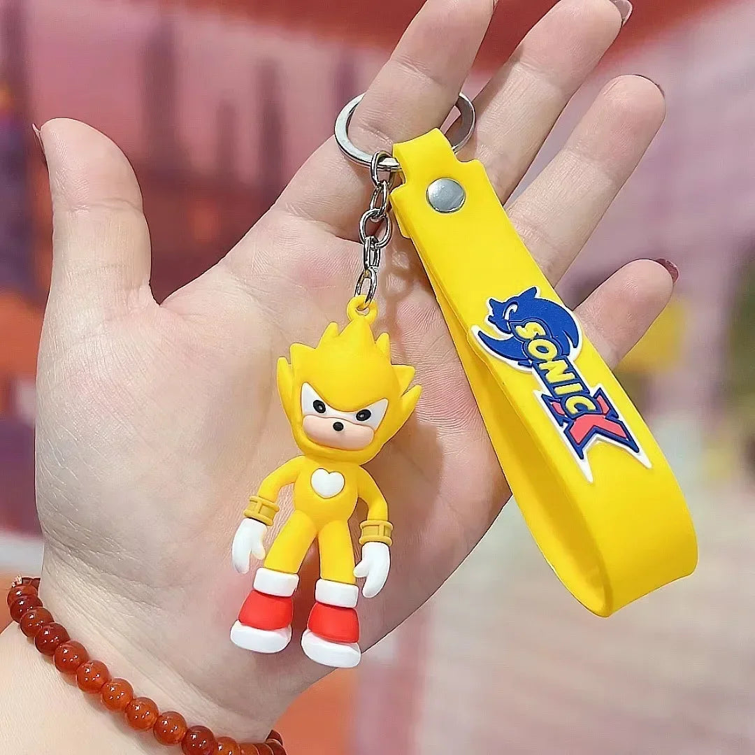 Sonic The Hedgehog Keychain Cartoon Anime Backpack Pendant Car Keyring Kawaii Key Chain Decor Accessories Toy Kids Birthday Gift SS69