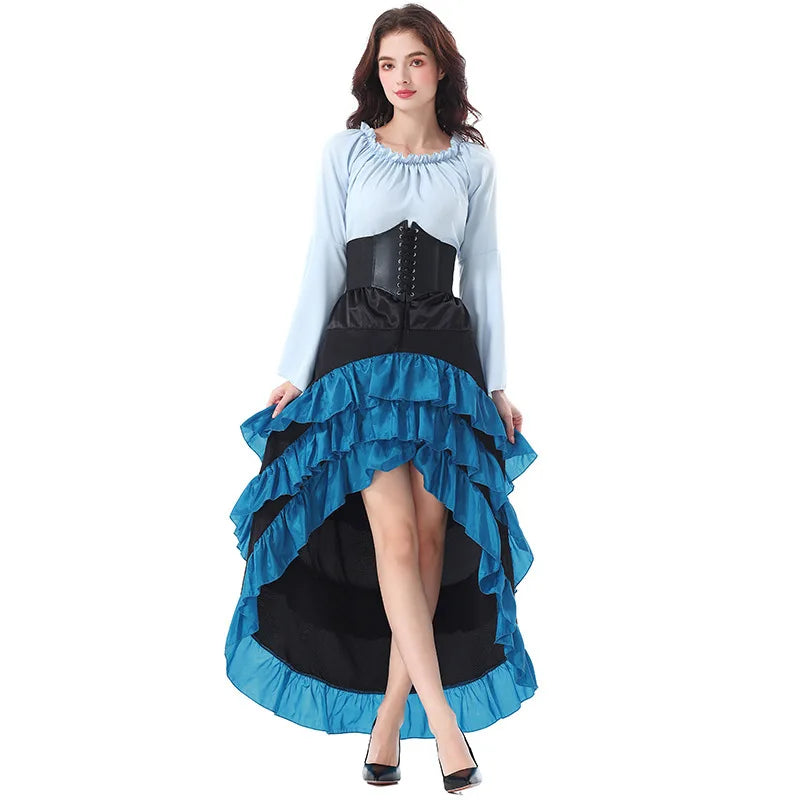 Women's Renaissance Pirate Costume Set with Skirt and Corset