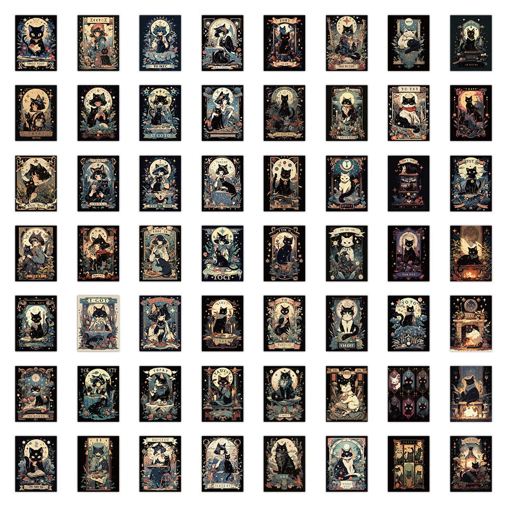 10/30/60PCS Dark Cat and Girls Japanese Anime Card Sticker DIY Phone Laptop Luggage Skateboard Graffiti Decals Fun for Kid Toy SS69