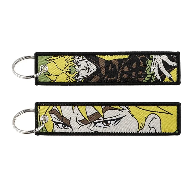 Sword Wind Legend Anime JOJO Wonderful Adventure Weaving Mark Keychain Sword Wind Legend Decorative Chain Fabric Key Pendant