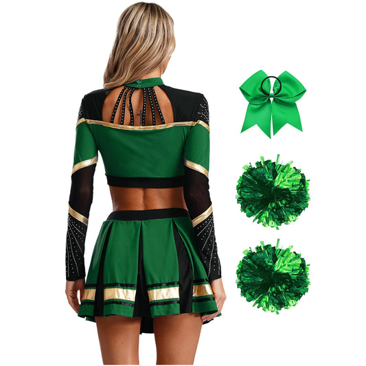 SS69 Women Cheerleading Performance Costume Set with Crop Top and Skirt