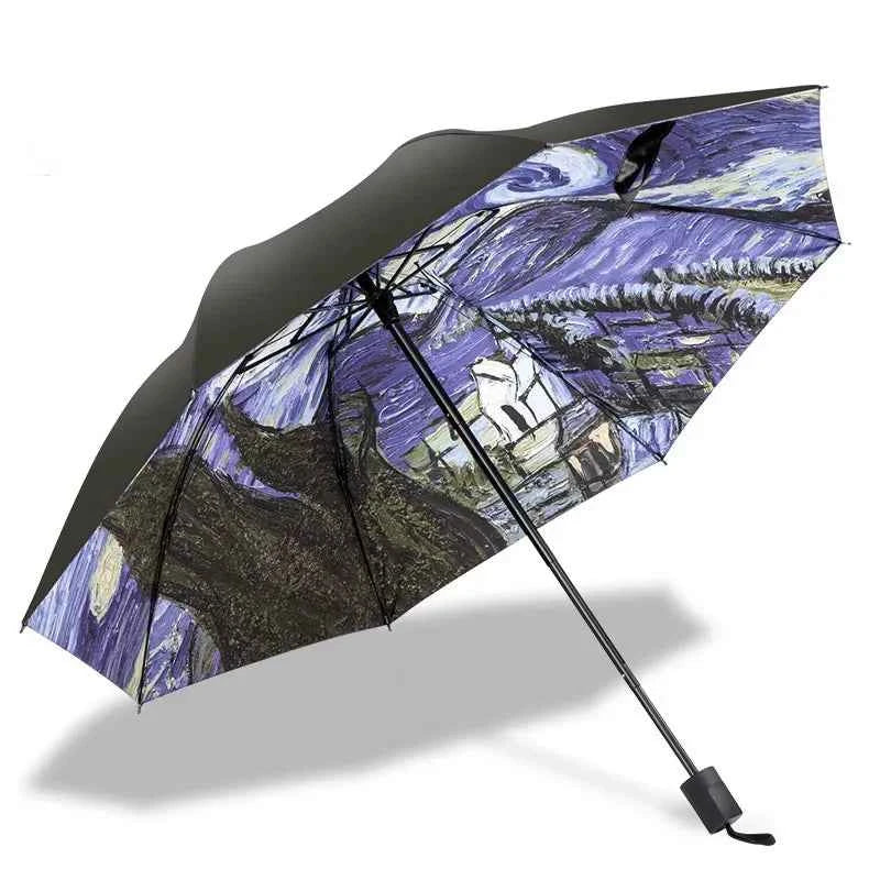Beautiful Flower Painting Inside Men And Women Umbrella Sun And Rain Anti-uv Umbrellas Ladies Parasol Folding Paraguas For Gifts