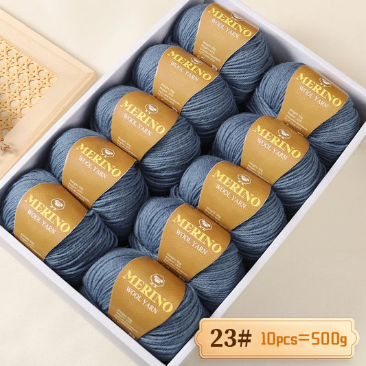 500g of High-Quality 212 Medium-Fine Alpaca Wool Yarn, Suitable for Knitting Sweaters, Scarves, and Hats, 10 Skeins/Pack