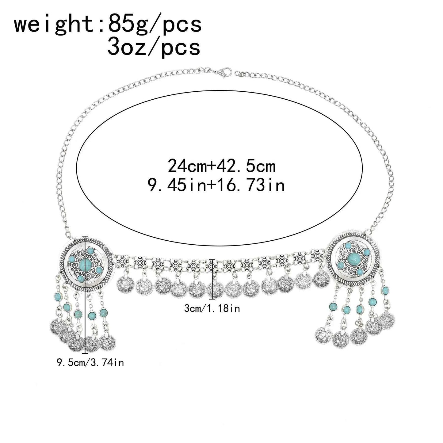 Traditional Kazakhstan Ethnic Coins Bracelet Hair Accessories  for Women Vintage Nepalese Tibetan Clothing Headwear Jewelry Set