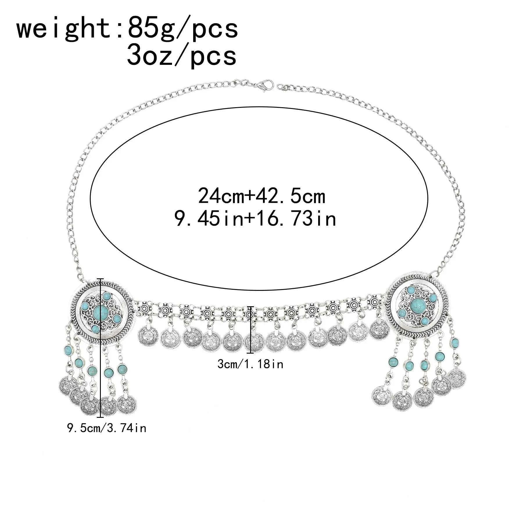 Traditional Kazakhstan Ethnic Coins Bracelet Hair Accessories  for Women Vintage Nepalese Tibetan Clothing Headwear Jewelry Set