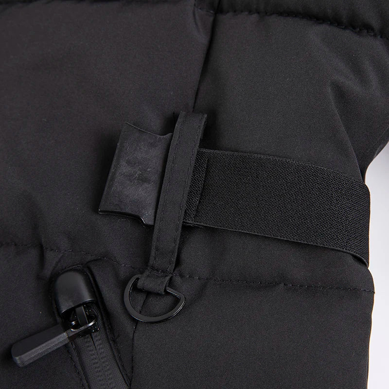 Women's Winter Hooded High Waist Padded Sport Parkas Coats with Belt Female Elegant Thick Warm Pockets Windproof Skiing Jackets