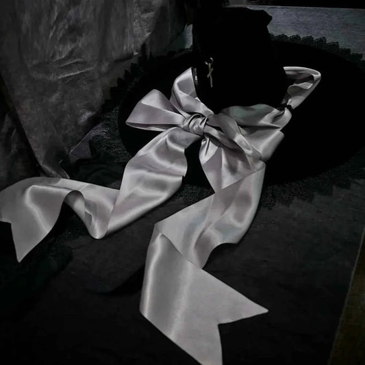 Handmade Lace Witch Pointed Hats Bandage Bow Wizard Hat Adult Gothic Lolita Cosplay Costume Halloween Party Bucket Hat