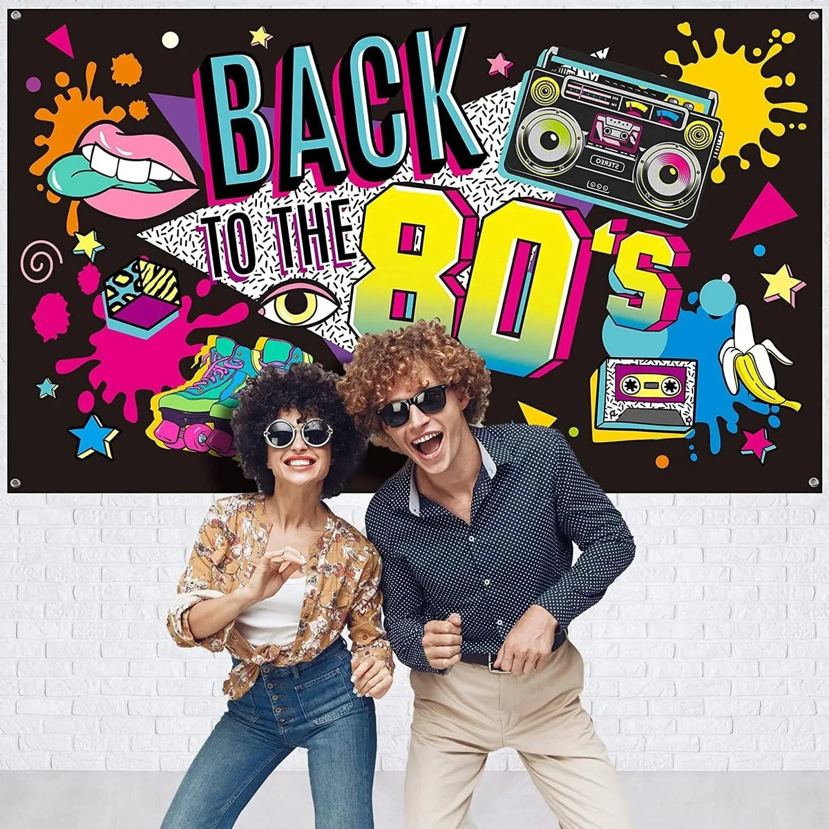 Back To 80'S Backdrop Graffiti Hip Pop Party Disco Music Photo Background Banner Graffiti Back To The 80’S Party Decorations SS69