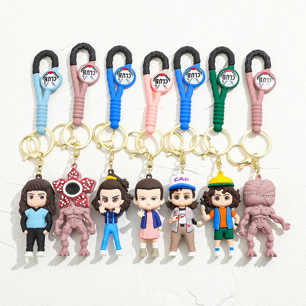 2026 New Fashion Bag Accessories The Horror TV Keychain Mike Will Demogorgon With Strings Rope For Female Children Birthday Gift