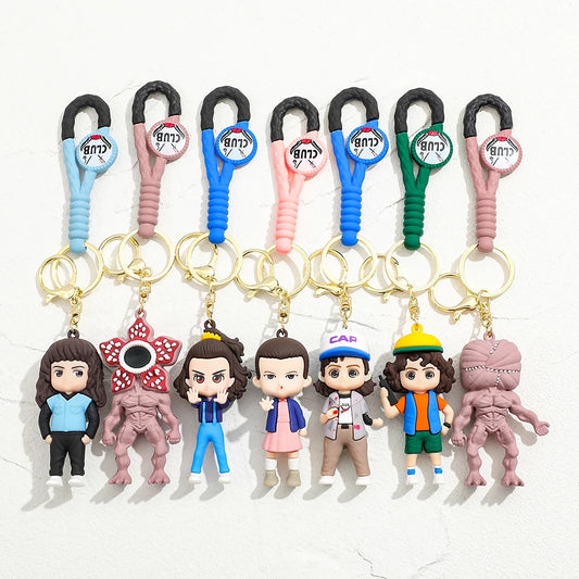 2026 New Fashion Bag Accessories The Horror TV Keychain Mike Will Demogorgon With Strings Rope For Female Children Birthday Gift
