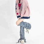 SS69 Y2k Denim Leg Warmers with Adjustable Buckle Straps Knee-High Gaiters