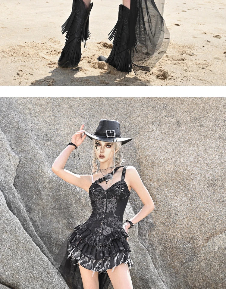 Blood Supply Original Punk Aesthetic dress hot girl Dragon Pattern Denim Sexy Slim Fit Dress Summer Halter Ruffles Short Dresses SS69