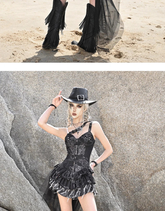 Blood Supply Original Punk Aesthetic dress hot girl Dragon Pattern Denim Sexy Slim Fit Dress Summer Halter Ruffles Short Dresses SS69