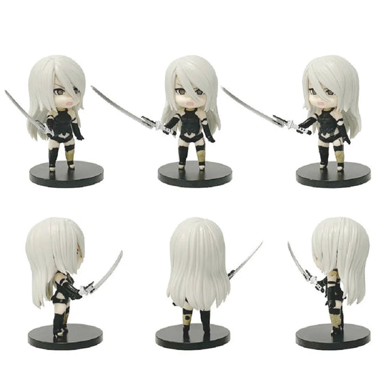 6pcs Q-version Anime Nier Mechanical Era Yurha 2B Miss Sister Sword Star Linkage 9S A2 Handmade Blind Box Doll Desktop Ornament SS69