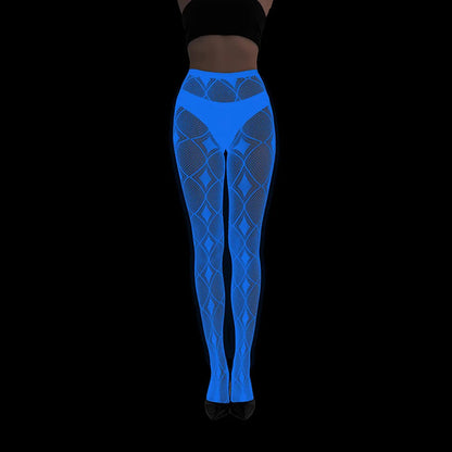Women Glow in The Dark Fishnet Tight Rose Pattern Fishnet Tights Luminous Fishnet Halloween Party Festive Dress Up SS69