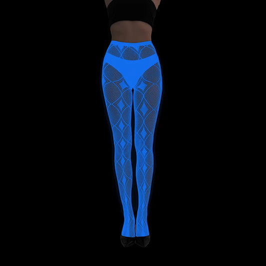 Women Glow in The Dark Fishnet Tight Rose Pattern Fishnet Tights Luminous Fishnet Halloween Party Festive Dress Up SS69