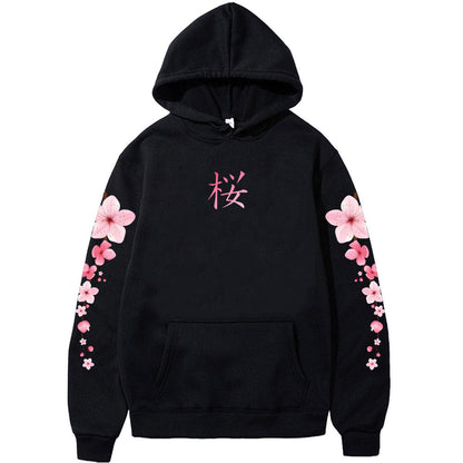 Japanese Blossom Sakura Graphic Hoodies Long Sleeve Winter Hooded Sweatshirts Casual Women/Men Comfortable Pullovers with Pocket SS69