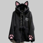 Thicked Women Jackets Cute Cat Ear Hooded Long Sleeve Punk Outerwear Fashion Casual Warm Coats 2025 Ropa Mujer Japanese Y2k Tops