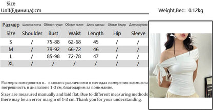 Casual Top Women'S Summer Ins Style New Shrink Pleated One-Shoulder Crop Top Backless Twist Tie Asymmetric T-Shirt SS69