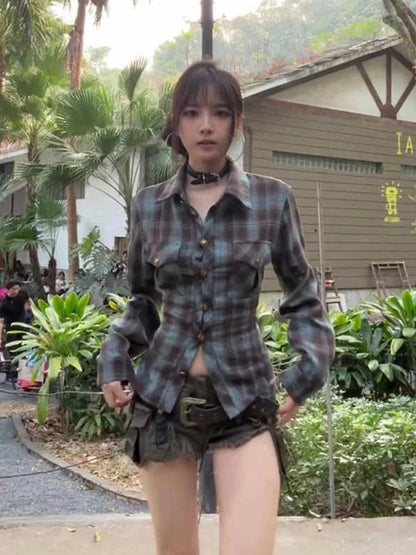 2025 Spring Summer Women Y2k Design Harajuku Shirts Long Sleeve Aesthetic Tops Backless Blouses Design Grunge New Goblin Core SS69